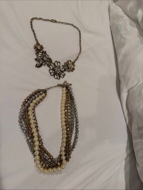 Premier Designs Gold-Tone, Pearl & Silver Multi-Strand Necklace